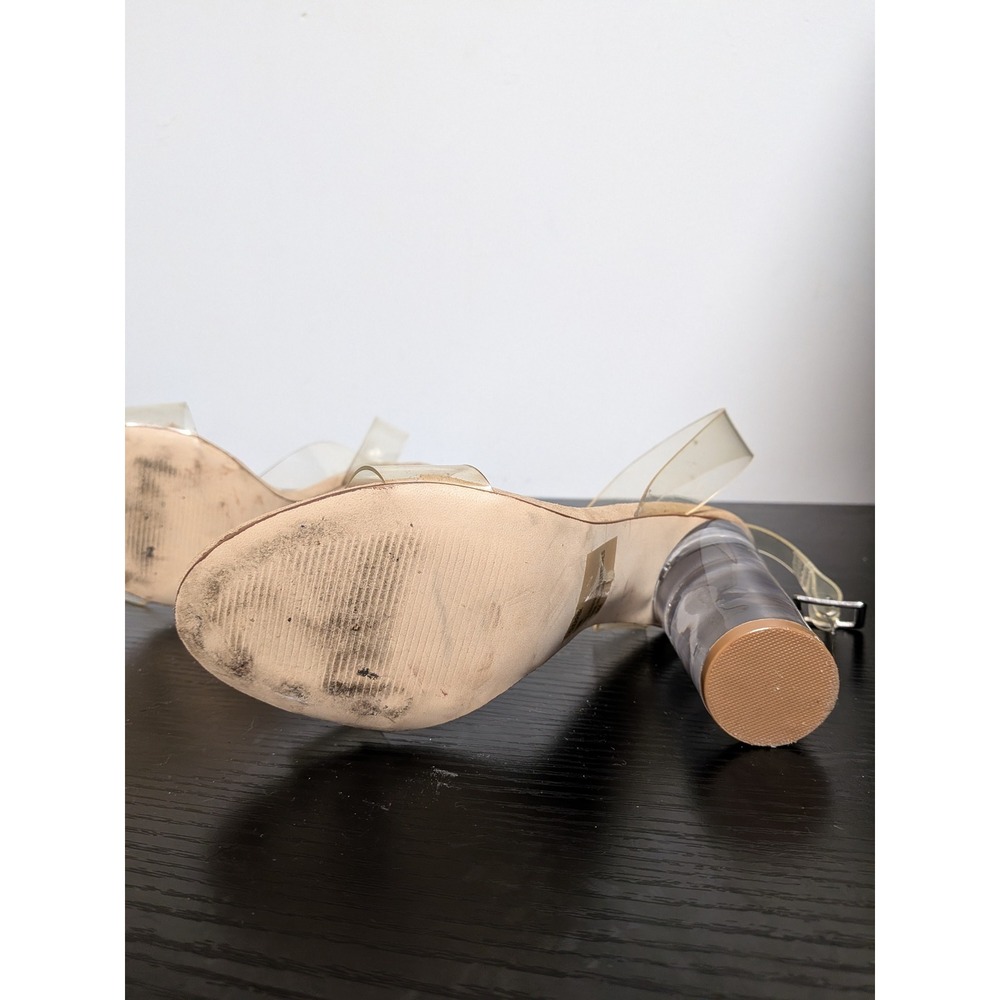 Steve Madden Camille Ankle Strap High Block Lucite Heeled Sandal Clear Sz 6 - Picture 9 of 13